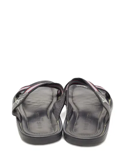 Pre-owned Louis Vuitton Leather Cross Strap Sandals In Black