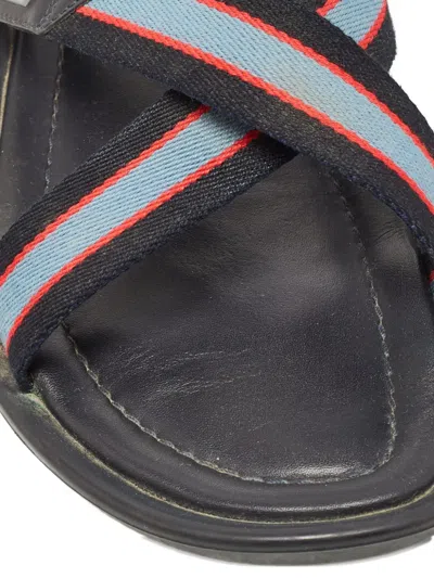 Pre-owned Louis Vuitton Leather Cross Strap Sandals In Black