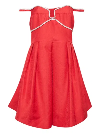Pre-owned Self-portrait Crystal-embellished Dress In Red