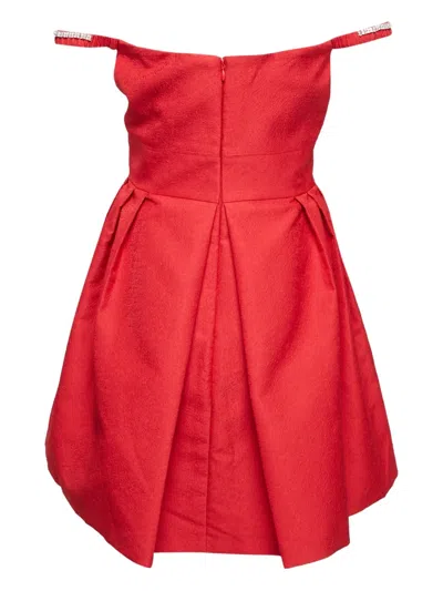 Pre-owned Self-portrait Crystal-embellished Dress In Red
