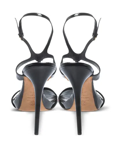 Pre-owned Alexander Mcqueen Patent Leather T-strap Sandals In Black