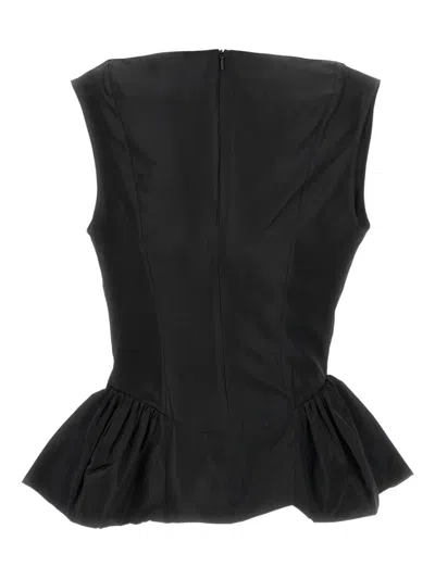 Simone Rocha Sleeveless Draped Peplum Top In Black