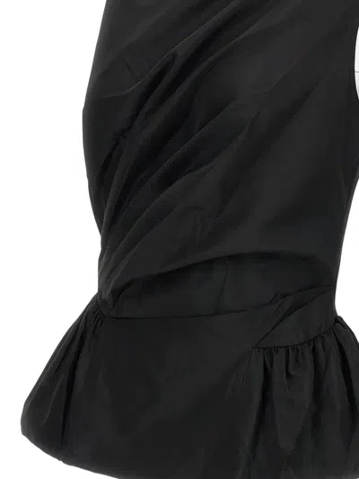 Simone Rocha Sleeveless Draped Peplum Top In Black
