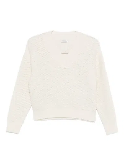 Peserico V-neck Knitted Sweater In White