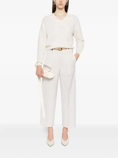 Peserico V-neck Knitted Sweater In White