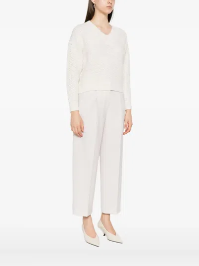 Peserico V-neck Knitted Sweater In White