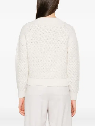 Peserico V-neck Knitted Sweater In White