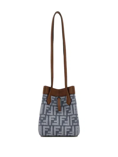Fendi Women Origami Mini Ff Jacquard Fabric And Leather Shoulder Bag