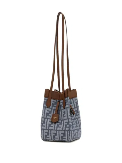Fendi Women Origami Mini Ff Jacquard Fabric And Leather Shoulder Bag