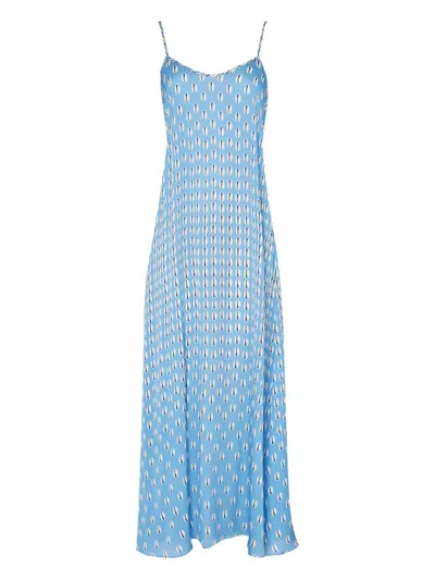 Temperley London Cowrie Print Slip Midi Dress In Blue