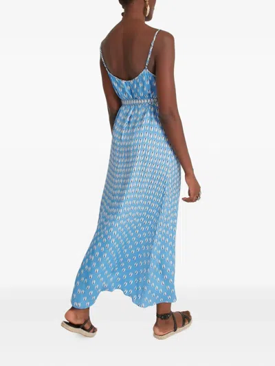 Temperley London Cowrie Print Slip Midi Dress In Blue