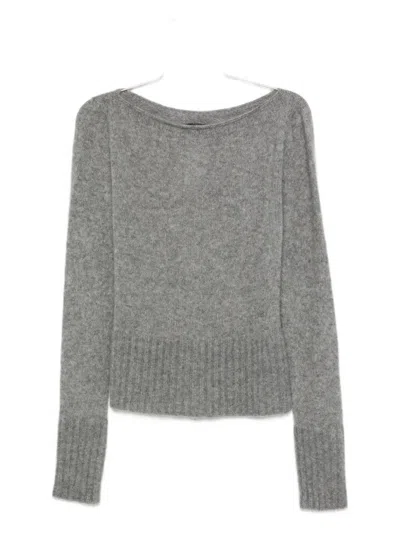 Tom Ford Boat-neck Cashmere-silk Blend Sweater In Gray