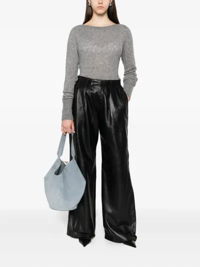 Tom Ford Boat-neck Cashmere-silk Blend Sweater In Gray
