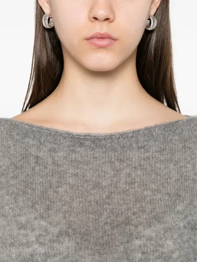 Tom Ford Boat-neck Cashmere-silk Blend Sweater In Gray