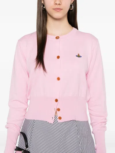 Vivienne Westwood Bea Orb-embellished Button Cardigan In Pink