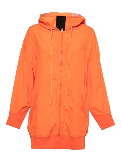 Pre-owned Valentino Hooded Taffeta Coat In Orange