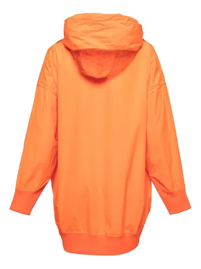 Pre-owned Valentino Hooded Taffeta Coat In Orange