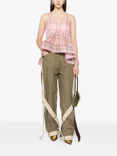 Marques' Almeida Tartan-check Chiffon Top In Pink