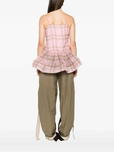 Marques' Almeida Tartan-check Chiffon Top In Pink