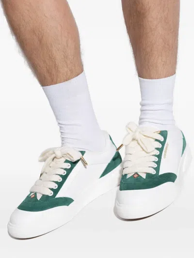 Casablanca Suede Leather Panelled Sneakers In White