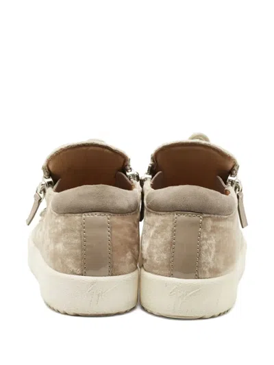Pre-owned Giuseppe Zanotti Vintage Velvet Zip Sneakers In Neutral