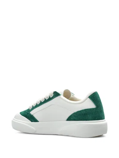 Casablanca Suede Leather Panelled Sneakers In White