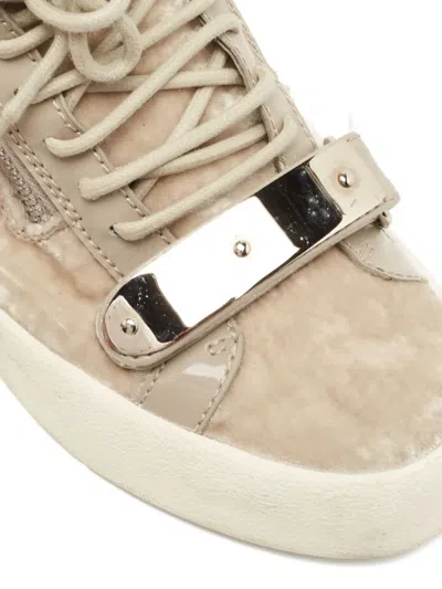Pre-owned Giuseppe Zanotti Vintage Velvet Zip Sneakers In Neutral