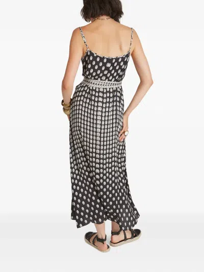 Temperley London Cowrie Print Belted Slip Midi Dress In Black