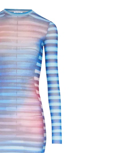 Jean Paul Gaultier Mesh Striped Bodycon Maxi Dress In Multi