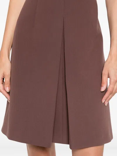 Hugo Boss Short-sleeve Pleated Dress In Brown