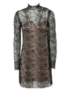 Alexander Wang Long-sleeved Lace Mini Dress In Black