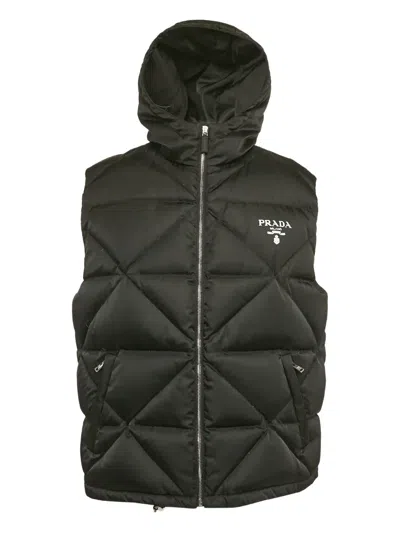 Pre-owned Prada Quilted Down Gilet In Black