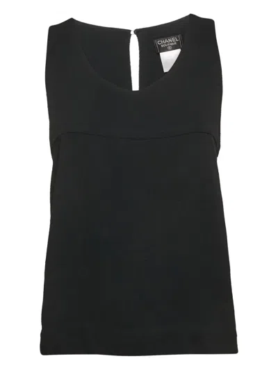 Pre-owned Chanel Keyhole-neck Sleeveless Top In Black