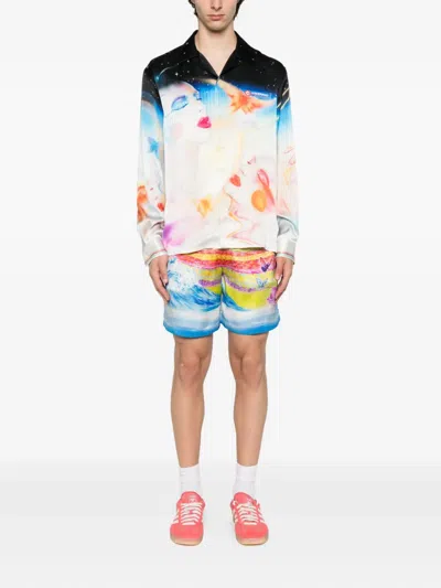 Casablanca Landscape-wave Print Shorts In Multi