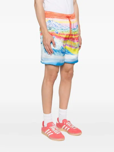Casablanca Landscape-wave Print Shorts In Multi