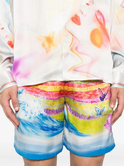 Casablanca Landscape-wave Print Shorts In Multi