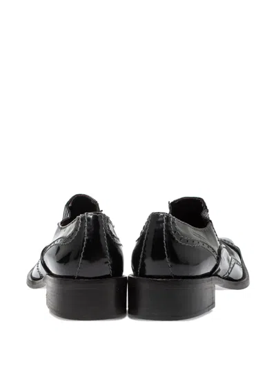 Pre-owned Giorgio Armani Patent Leather Stitch-detail Loafers In Black