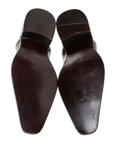 Pre-owned Giorgio Armani Patent Leather Stitch-detail Loafers In Black