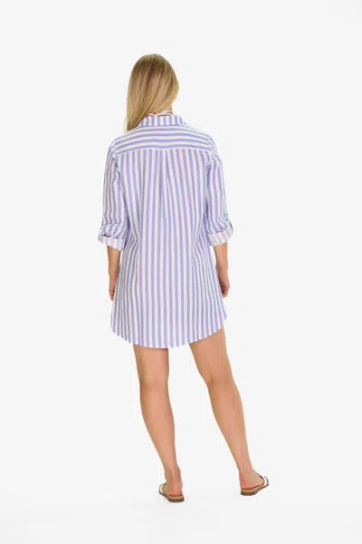 Duffield Lane The Flagler Cover Up In Blue Sky Linen Stripe In Blue