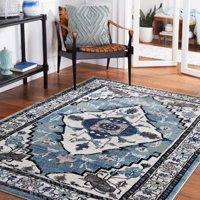 Safavieh Vintage Hamadan Machine Made Area Rug, Blue Green / Ivory Traditional Style In Blue