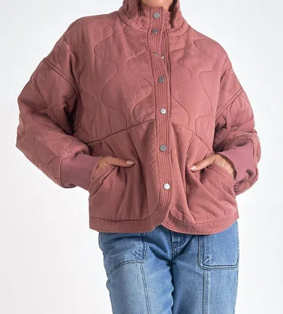 Elan Quilted Bomber Jacket In Plum
