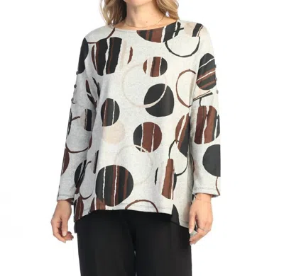 Jess & Jane French Brushed Knit Safari Crewneck Tunic In Mocha