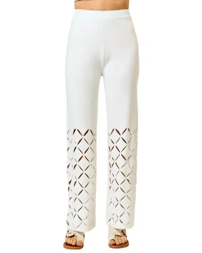 Lalavon Ileana Cutout Detail Elastic Waistband Pants In Ivory
