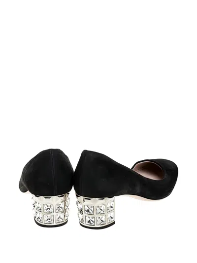 Pre-owned Miu Miu 45mm Crystal Block-heel Pumps