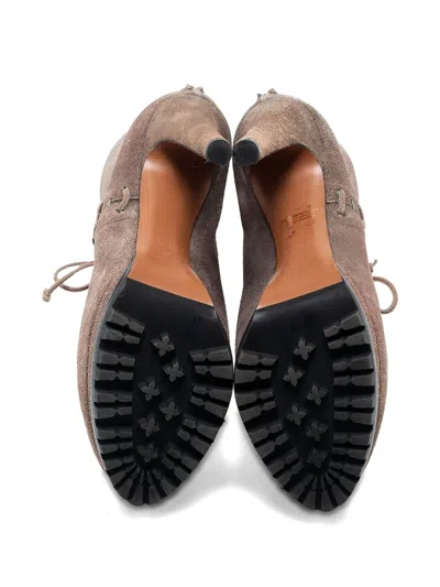 Pre-owned Alaïa 135mm Platform-sole Lace-up Suede Boots