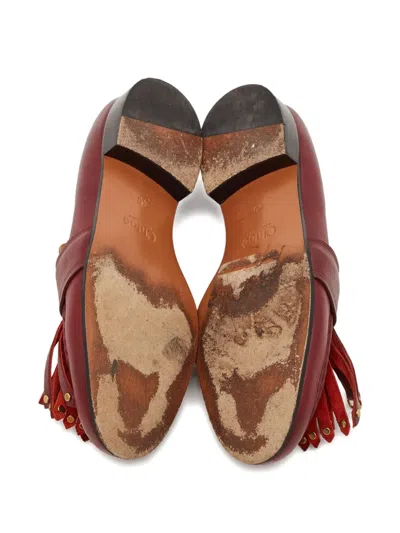 Pre-owned Chloé Fringed Metal-ring Loafers