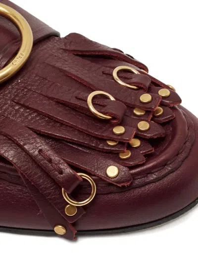 Pre-owned Chloé Fringed Metal-ring Loafers