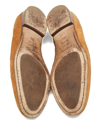 Pre-owned Sergio Rossi Bow-detail Suede Loafers In Brown