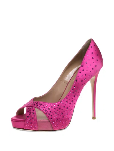 Pre-owned Valentino Garavani 130mm Crystal-embellished Pumps In Pink