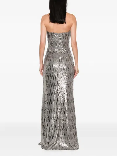 Elie Saab Sequin-embellished Strapless Maxi Dress In Gray